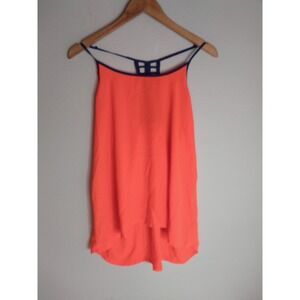 Cecico Coral Orange Cage Back Tank Top Women's Large High-Low Sleeveless Boho